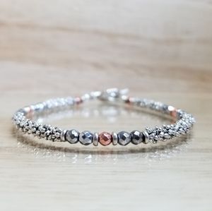 Hematite & Silver Two Tone Toggle Bracelet
